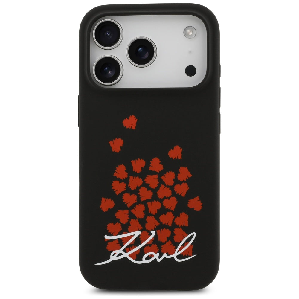 MagSafe Case for Apple iPhone 17 Pro, Karl Lagerfeld, Heart Sign Logo, Black