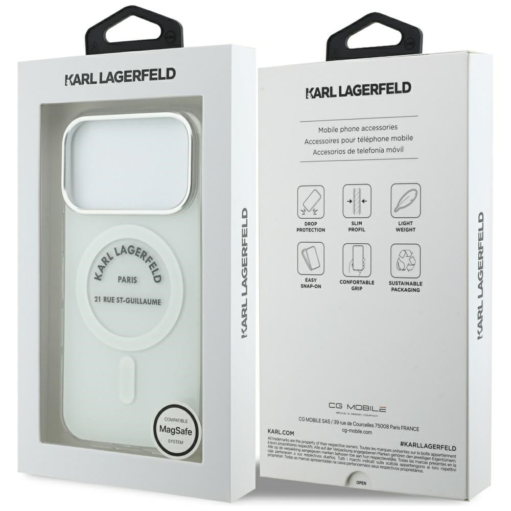 MagSafe Case for Apple iPhone 17 Pro, Karl Lagerfeld, IML Logo RSG, Transparent