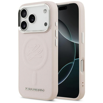 MagSafe Case for Apple iPhone 17 Pro, Karl Lagerfeld, Initial & Metal Logo, Pink
