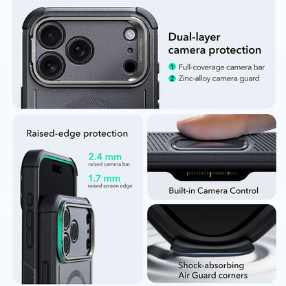 MagSafe Case for Apple iPhone 17 Pro Max, ESR, Cyber Armor Kickstand, Gray