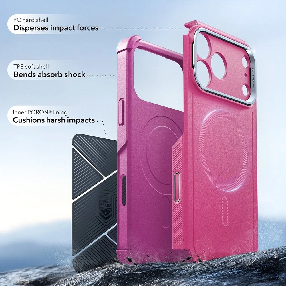 MagSafe Case for Apple iPhone 17 Pro Max, ESR, Cyber Armor Kickstand, Pink