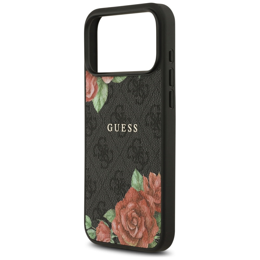 MagSafe Case for Apple iPhone 17 Pro Max, Guess, 4G Flowers Print, Black