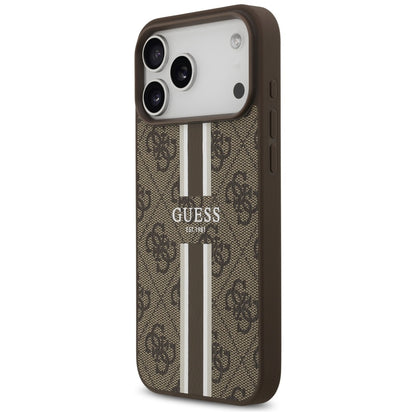 MagSafe Case for Apple iPhone 17 Pro Max, Guess, 4G Printed Stripes, Brown