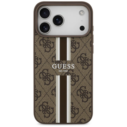 MagSafe Case for Apple iPhone 17 Pro Max, Guess, 4G Printed Stripes, Brown