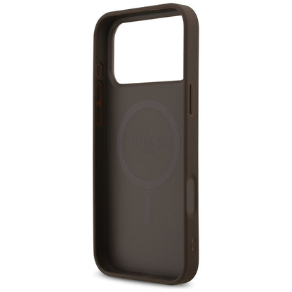 MagSafe Case for Apple iPhone 17 Pro Max, Guess, 4G Printed Stripes, Brown