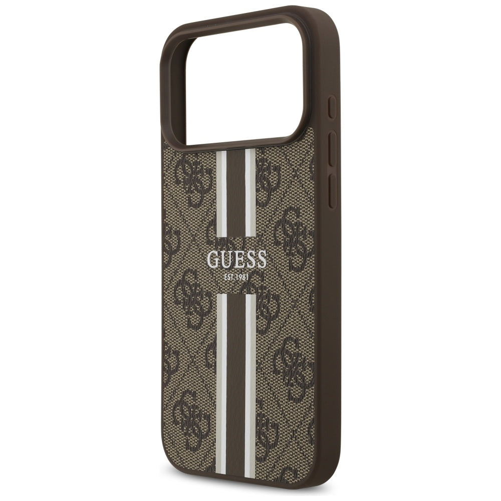 MagSafe Case for Apple iPhone 17 Pro Max, Guess, 4G Printed Stripes, Brown