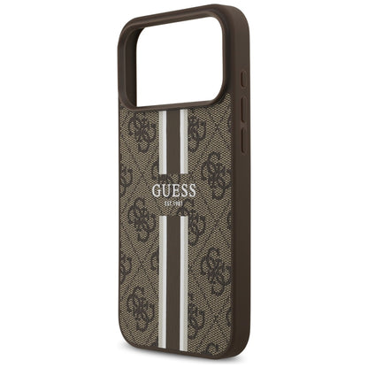 MagSafe Case for Apple iPhone 17 Pro Max, Guess, 4G Printed Stripes, Brown