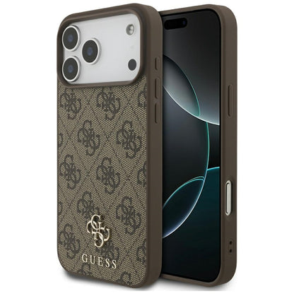 MagSafe Case for Apple iPhone 17 Pro Max, Guess, 4G Small and Classic Logo, Brown