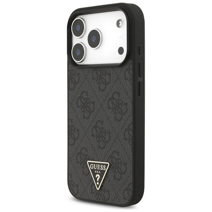 MagSafe Case for Apple iPhone 17 Pro Max, Guess, 4G Triangle Logo with Cord Strap, Black