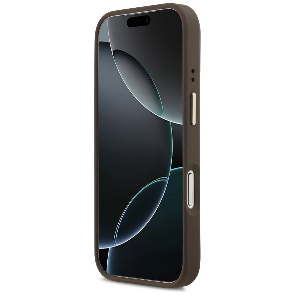 MagSafe Case for Apple iPhone 17 Pro Max, Guess, 4G Triangle Logo with Stand Camera, Golden Brown