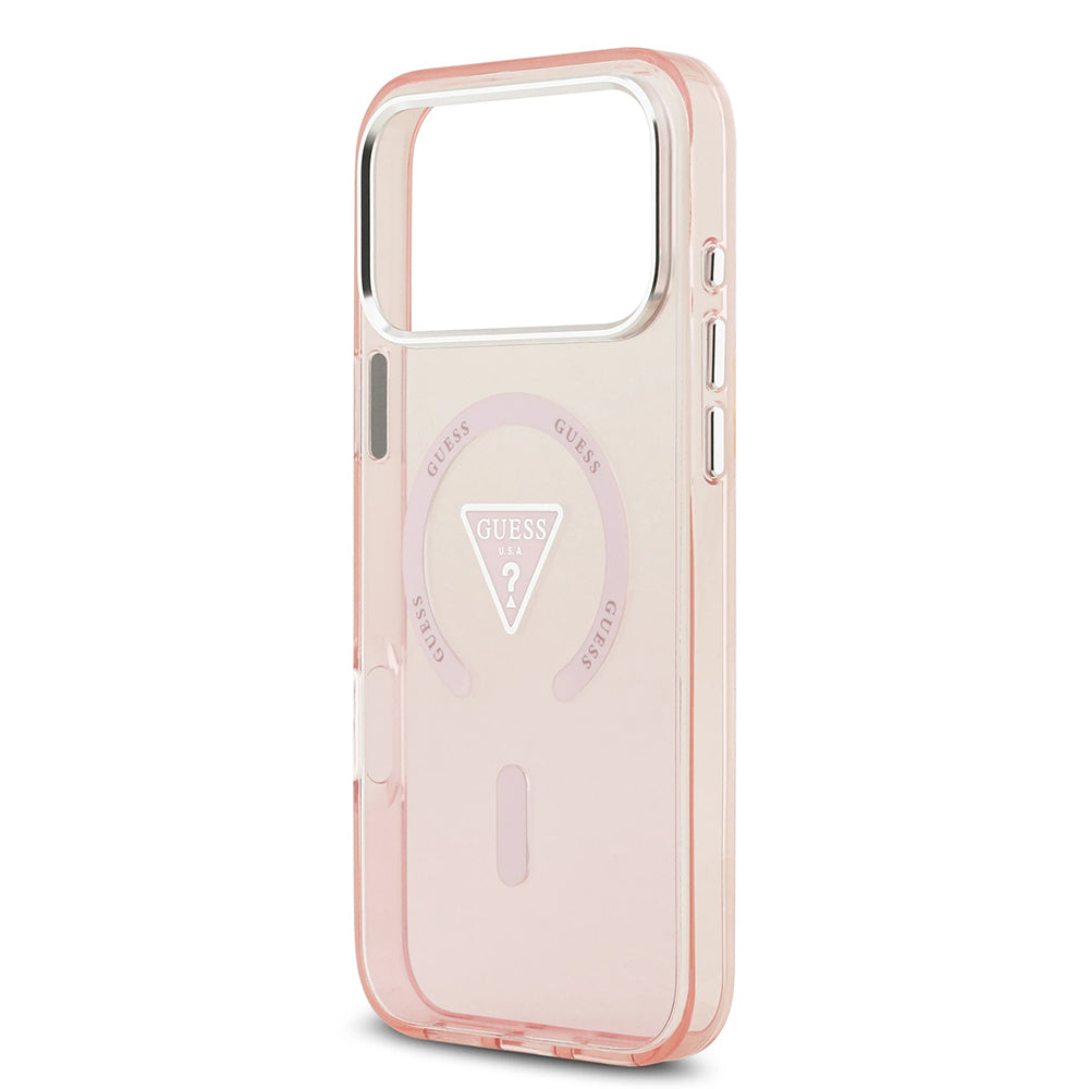 MagSafe Case for Apple iPhone 17 Pro Max, Guess, IML Gradient Triangle Logo, Pink