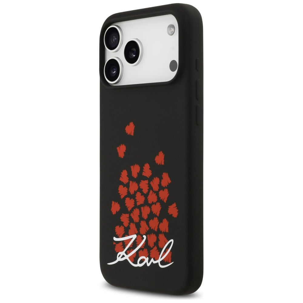 MagSafe Case for Apple iPhone 17 Pro Max, Karl Lagerfeld, Heart Sign Logo, Black