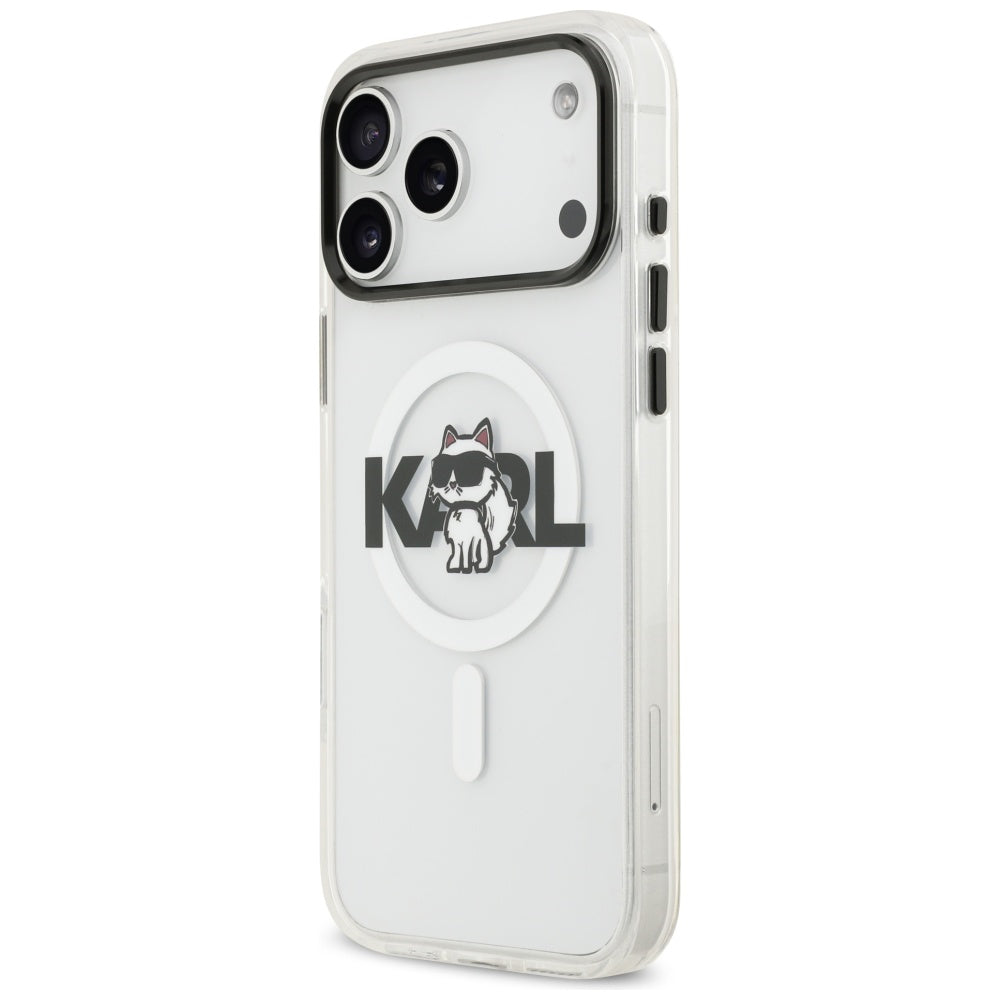 MagSafe Case for Apple iPhone 17 Pro Max, Karl Lagerfeld, IML Sketch Logo Choupette, Transparent