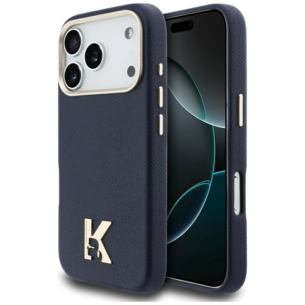 MagSafe Case for Apple iPhone 17 Pro Max, Karl Lagerfeld, Karl Head Logo, Blue