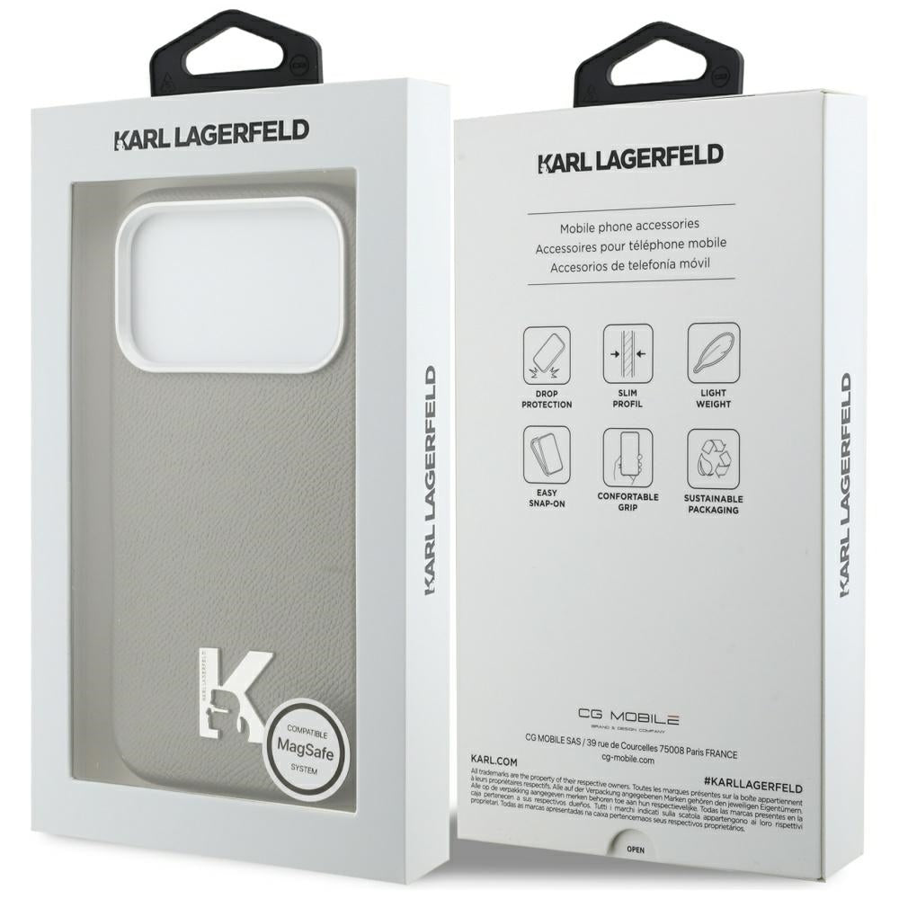 MagSafe Case for Apple iPhone 17 Pro Max, Karl Lagerfeld, Karl Head Logo, Grey