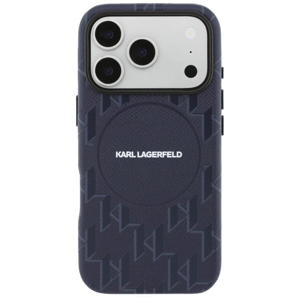 MagSafe Case for Apple iPhone 17 Pro Max, Karl Lagerfeld, KL Monogram Logo, Blue
