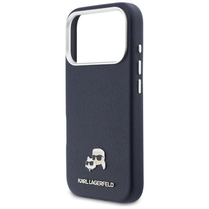 MagSafe Case for Apple iPhone 17 Pro Max, Karl Lagerfeld, Saffiano Karl & Choupette Pins, Blue