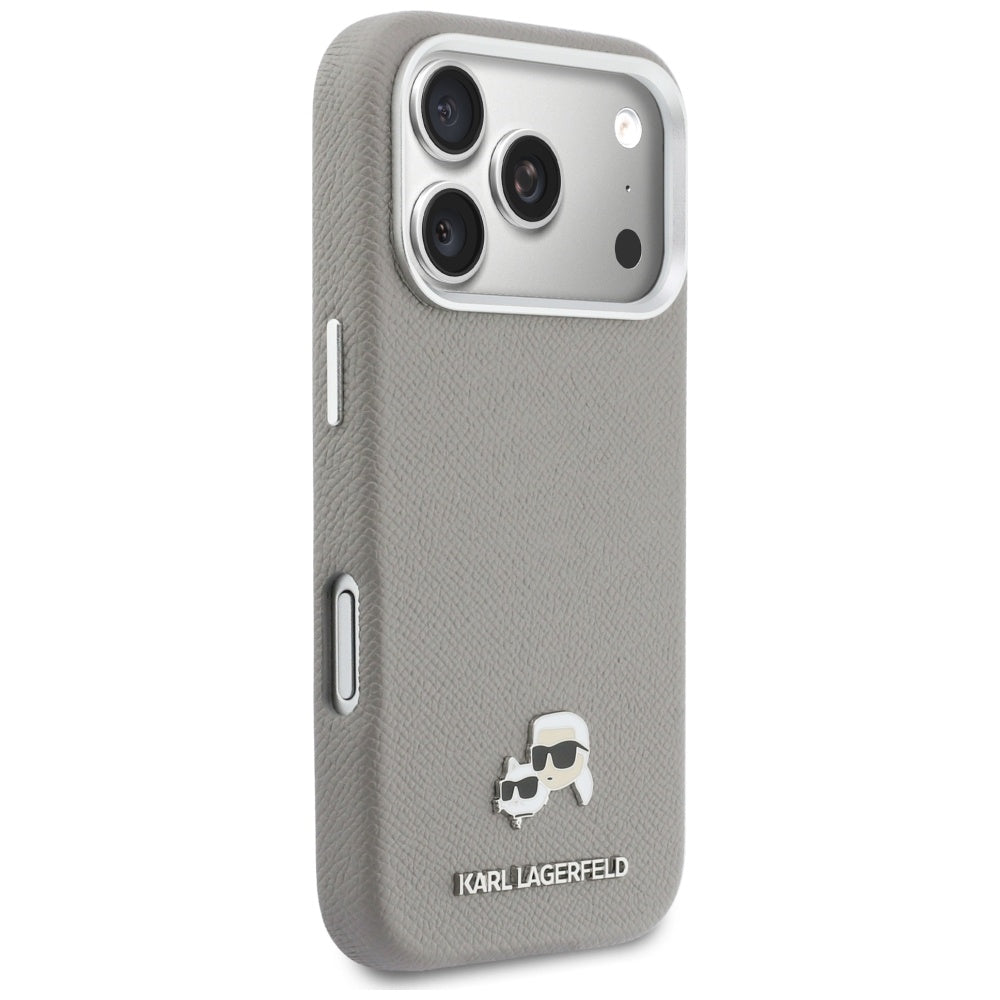 MagSafe Case for Apple iPhone 17 Pro Max, Karl Lagerfeld, Saffiano Karl & Choupette Pins, Grey