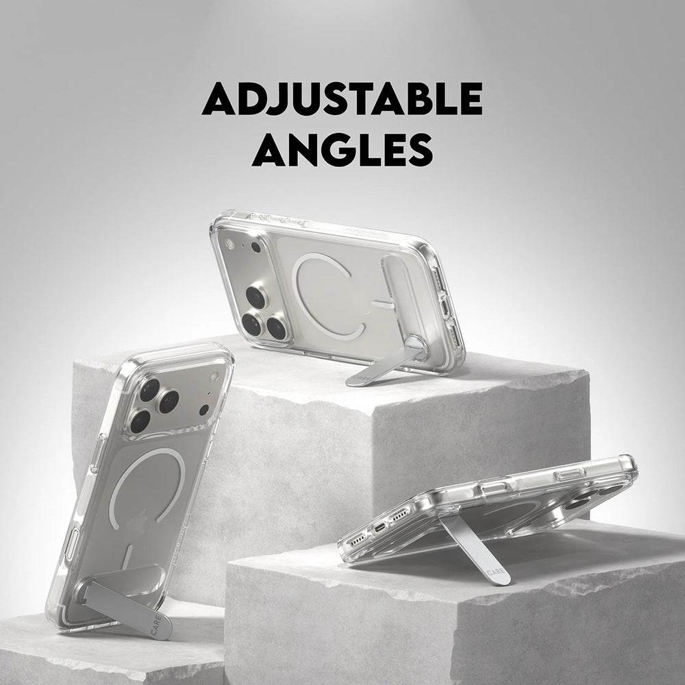 MagSafe Case for Apple iPhone 17 Pro Max, PanzerGlass, Care Feature Kickstand, White Transparent