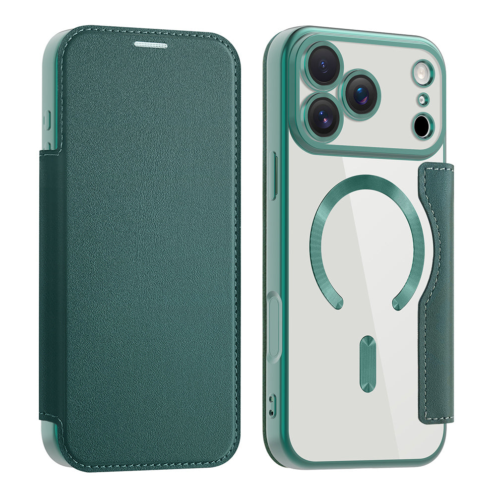 MagSafe Case for Apple iPhone 17 Pro Max, Techsuit, SmartMag Book, Green