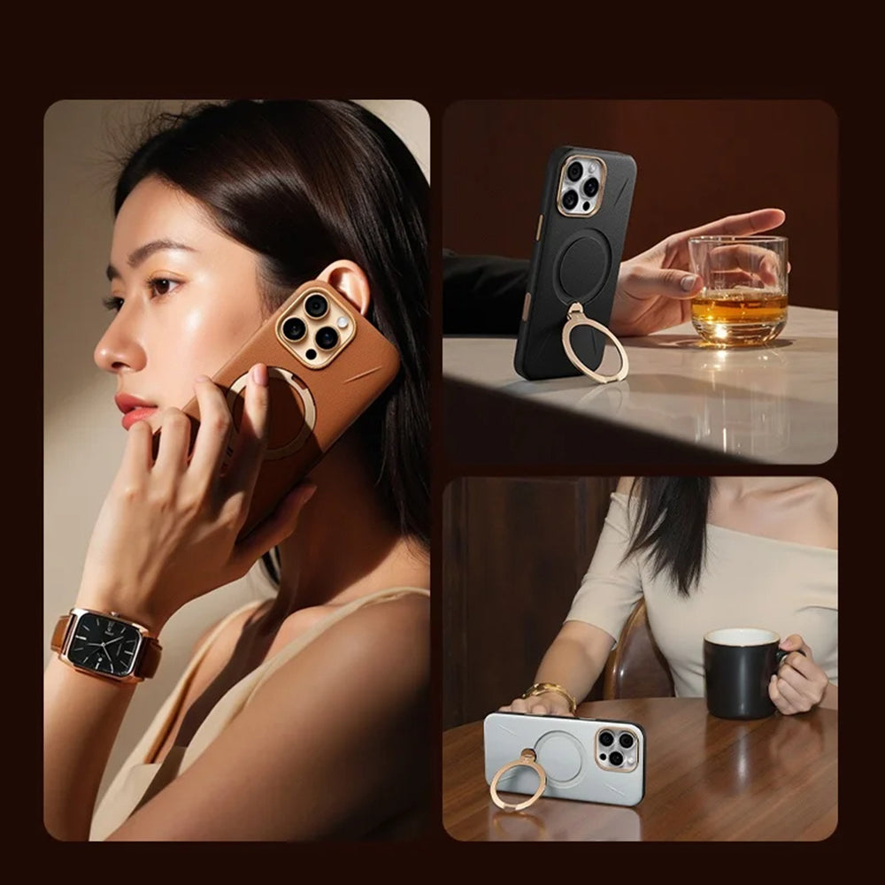 MagSafe Case for Apple iPhone 17 Pro Max, Torras, QPRO Leather, Brown