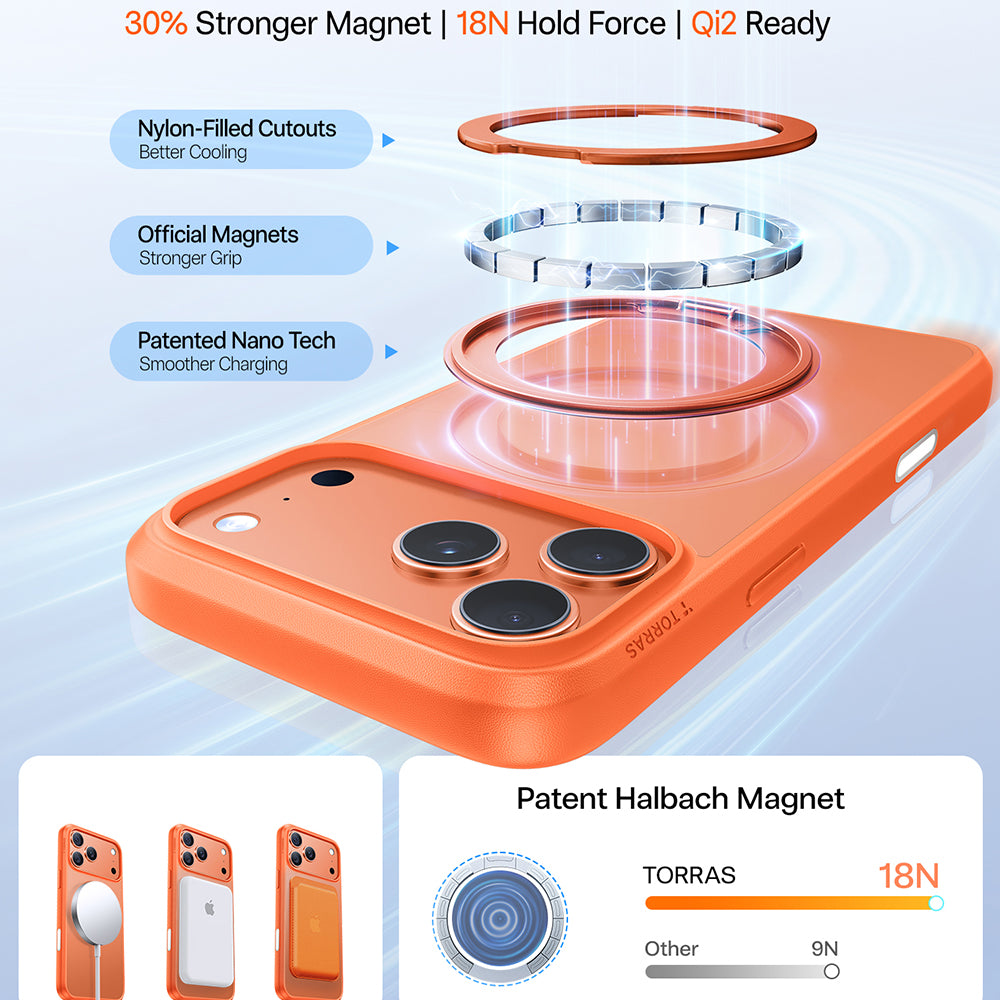MagSafe Case for Apple iPhone 17 Pro, Torras, Ostand Pro, Orange