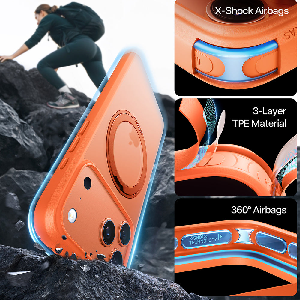 MagSafe Case for Apple iPhone 17 Pro, Torras, Ostand Pro, Orange