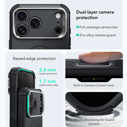 MagSafe Case for Apple iPhone 18 Pro / 17 Pro, ESR, Cyber Armor Kickstand, Black