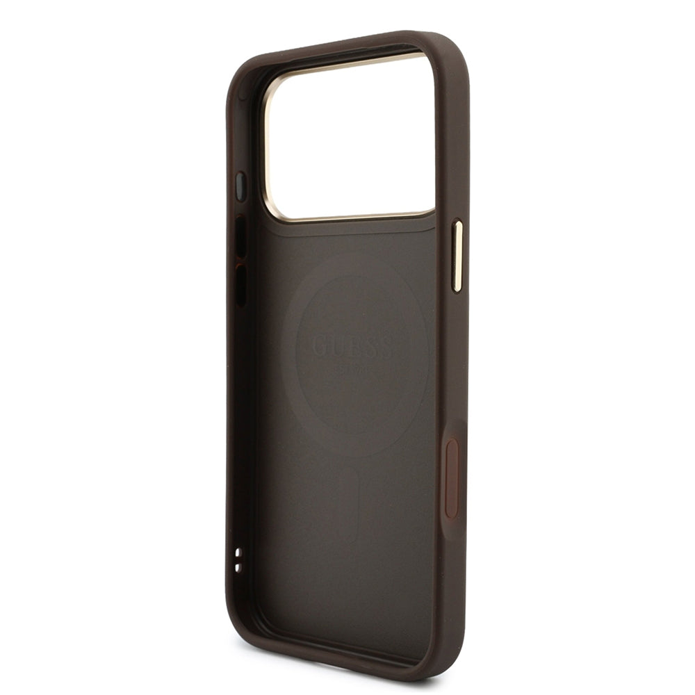 MagSafe Case for Apple iPhone 18 Pro / 17 Pro, Guess, 4G Cardslot & Big Strap, Brown