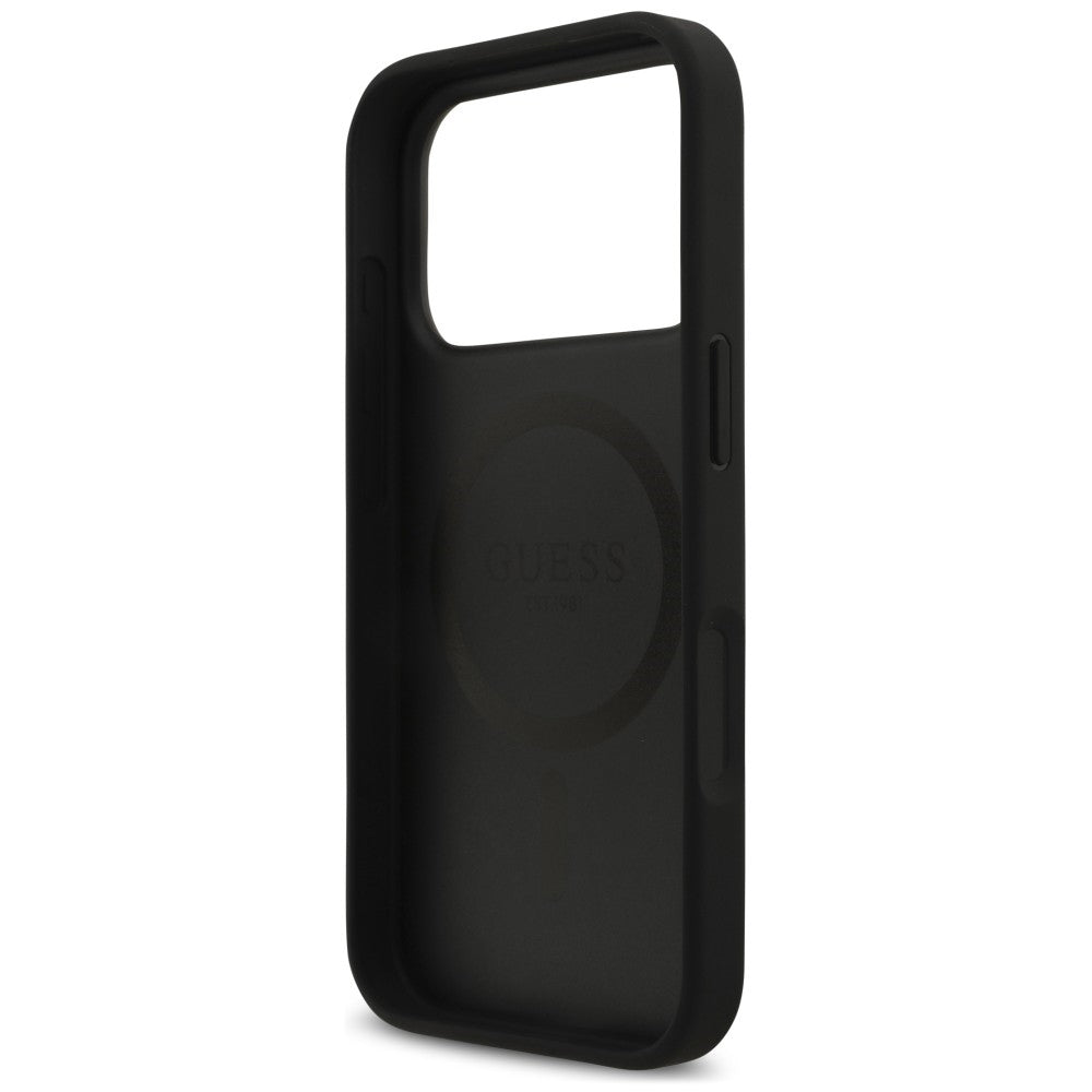 MagSafe Case for Apple iPhone 18 Pro / 17 Pro, Guess, Croco Triangle Logo, Black