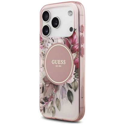 MagSafe Case for Apple iPhone 18 Pro / 17 Pro, Guess, IML Flower & Tonal Circle, Pink