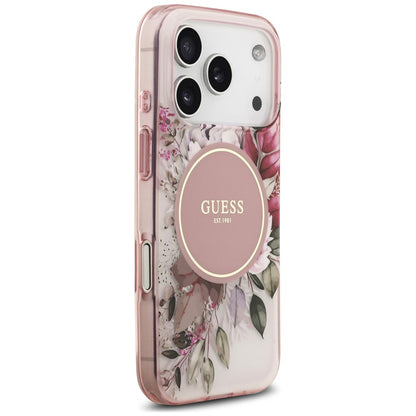 MagSafe Case for Apple iPhone 18 Pro / 17 Pro, Guess, IML Flower & Tonal Circle, Pink