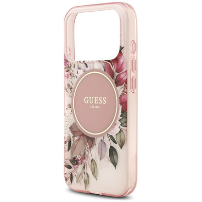 MagSafe Case for Apple iPhone 18 Pro / 17 Pro, Guess, IML Flower & Tonal Circle, Pink