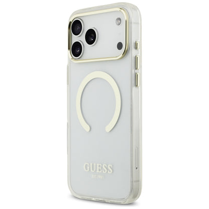 MagSafe Case for Apple iPhone 18 Pro / 17 Pro, Guess, Metal Outline, Gold