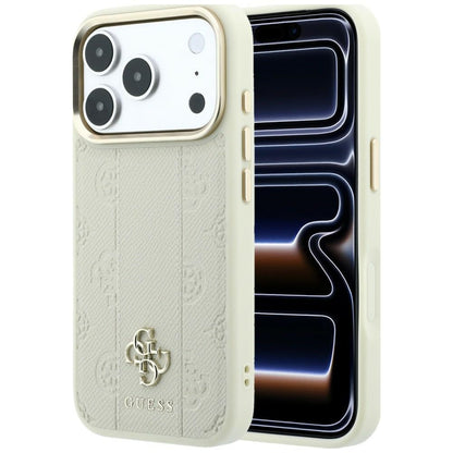 MagSafe Case for Apple iPhone 18 Pro / 17 Pro, Guess, Stripe Peony 4G, Beige