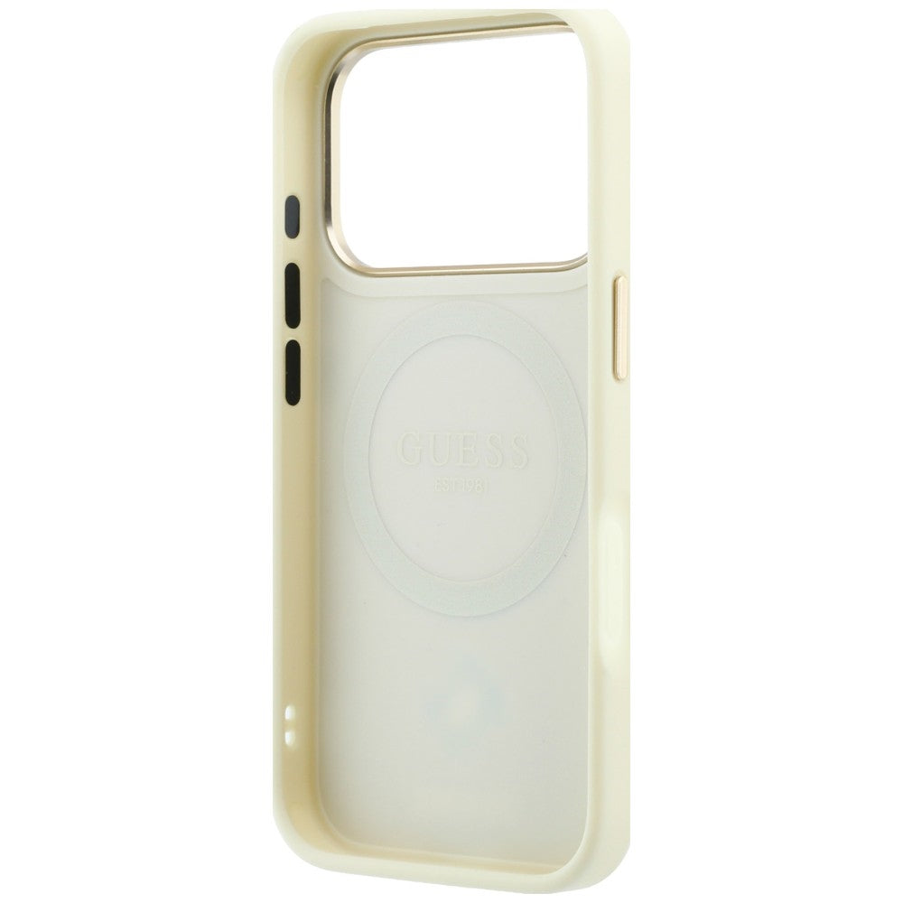 MagSafe Case for Apple iPhone 18 Pro / 17 Pro, Guess, Stripe Peony 4G, Beige