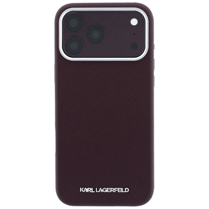 MagSafe Case for Apple iPhone 18 Pro / 17 Pro, Karl Lagerfeld, Grained Elongated Logo, Burgundy