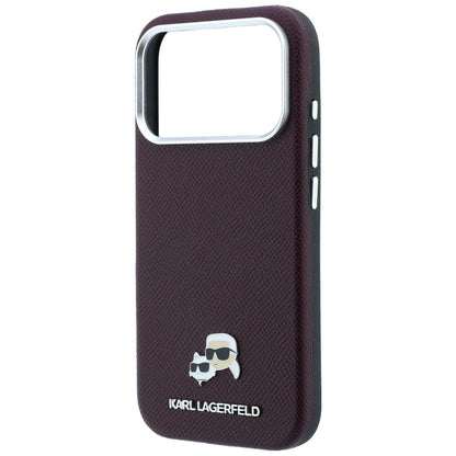 MagSafe Case for Apple iPhone 18 Pro / 17 Pro, Karl Lagerfeld, Grained KC Heads, Burgundy