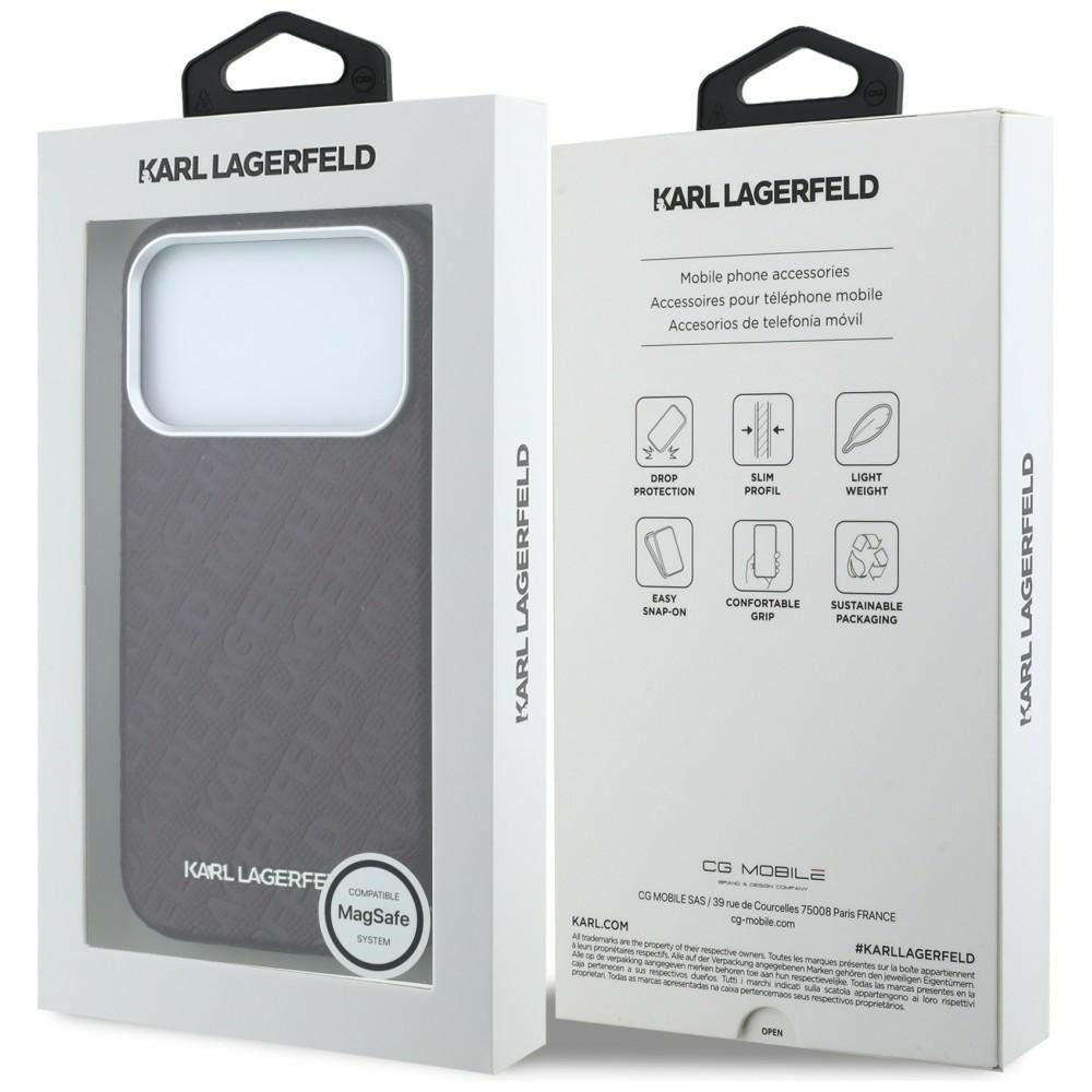 MagSafe Case for Apple iPhone 18 Pro / 17 Pro, Karl Lagerfeld, Grained Metal Logo, Burgundy