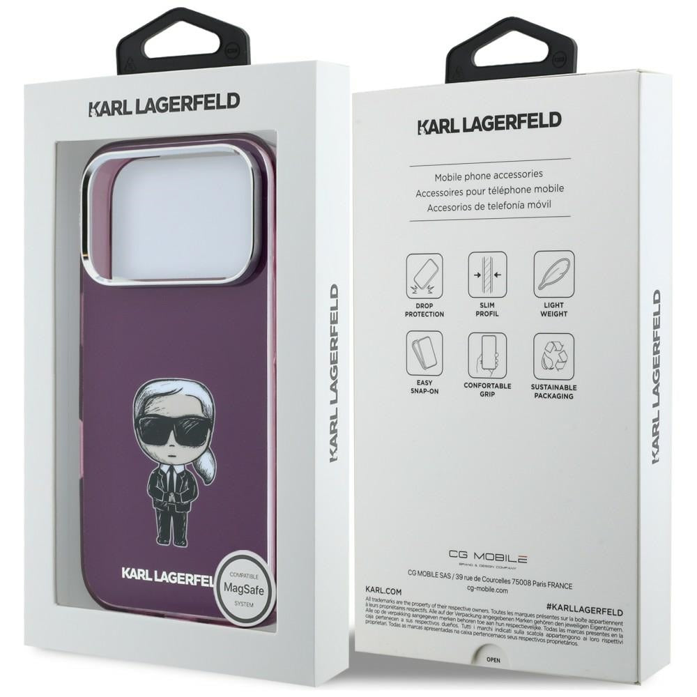 MagSafe Case for Apple iPhone 18 Pro / 17 Pro, Karl Lagerfeld, HC IML Ikonik Sketch Print, Burgundy