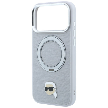 MagSafe Case for Apple iPhone 18 Pro / 17 Pro, Karl Lagerfeld, Ring Stand 360 Karl Pin, Gray