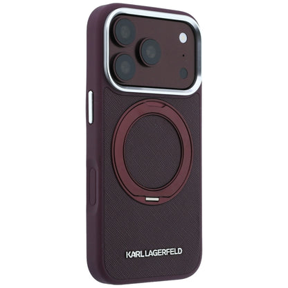 MagSafe Case for Apple iPhone 18 Pro / 17 Pro, Karl Lagerfeld, Ring Stand 360 Saffiano, Burgundy