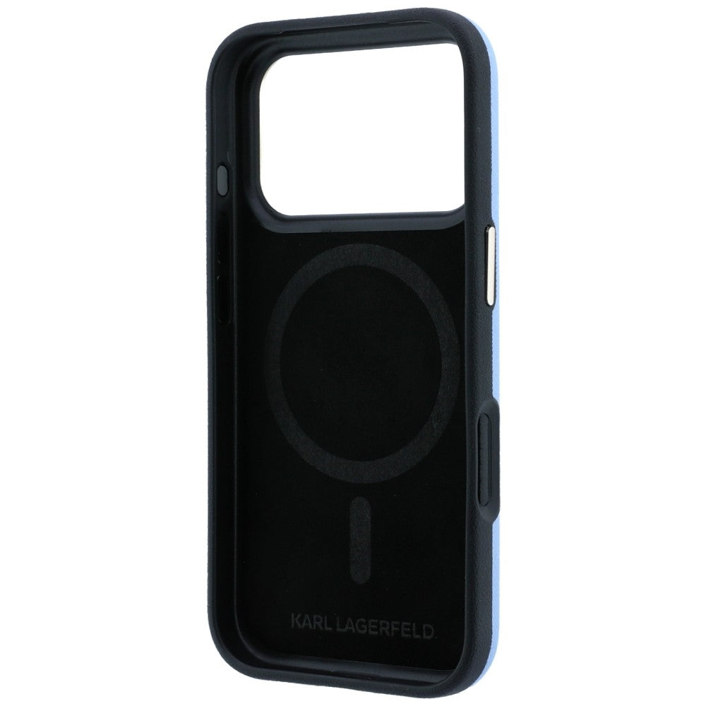 MagSafe Case for Apple iPhone 18 Pro / 17 Pro, Karl Lagerfeld, Saffiano Small Script Metal Logo, Blue