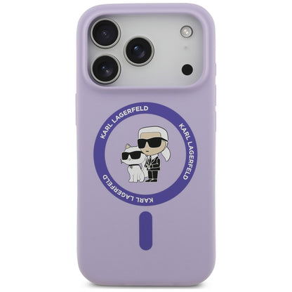 MagSafe Case for Apple iPhone 18 Pro / 17 Pro, Karl Lagerfeld, Silicone Ring Karl & Choupette, Purple