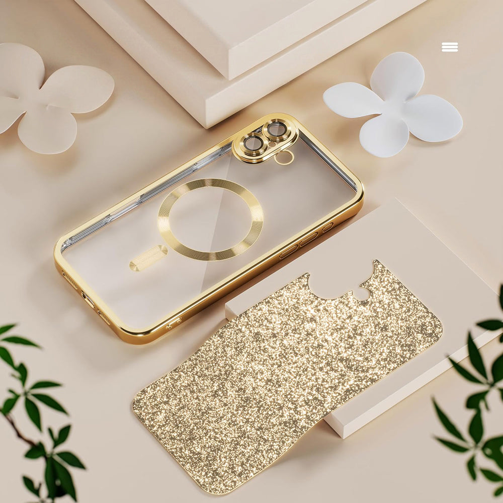MagSafe Case for Apple iPhone 18 Pro / 17 Pro, Techsuit, Luxury Glitter, Dark Blue