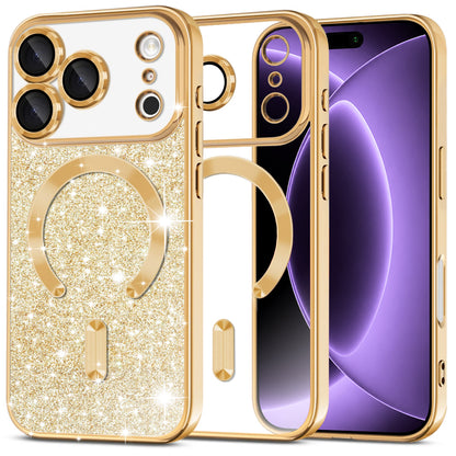 MagSafe Case for Apple iPhone 18 Pro / 17 Pro, Techsuit, Luxury Glitter, Gold