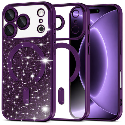 MagSafe Case for Apple iPhone 18 Pro / 17 Pro, Techsuit, Luxury Glitter, Dark Purple