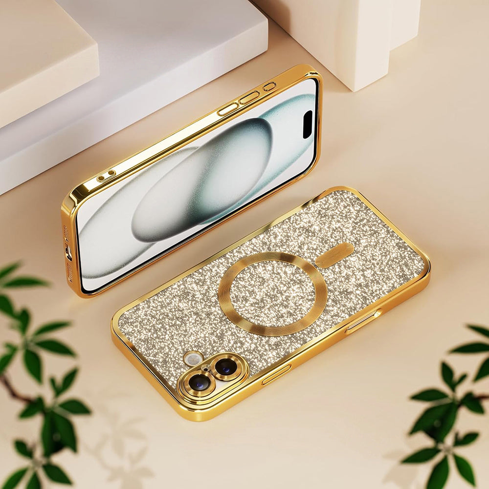 MagSafe Case for Apple iPhone 18 Pro / 17 Pro, Techsuit, Luxury Glitter, Black