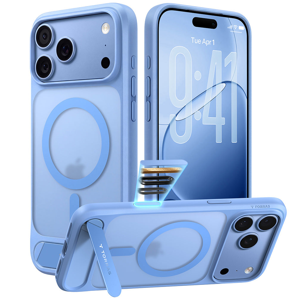 MagSafe Case for Apple iPhone 18 Pro / 17 Pro, Torras, Ostand L1 Guardian, Blue