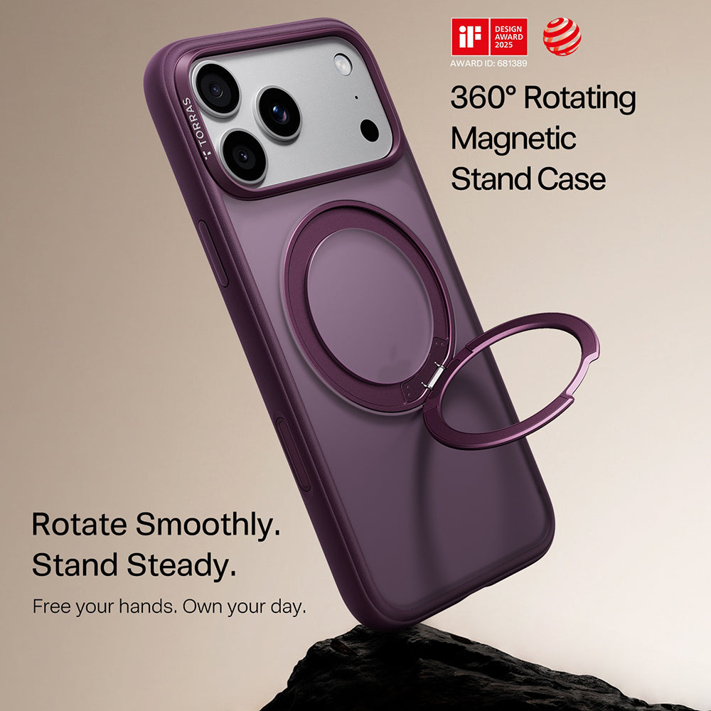 MagSafe Case for Apple iPhone 18 Pro / 17 Pro, Torras, Ostand O1 Guardian, Purple